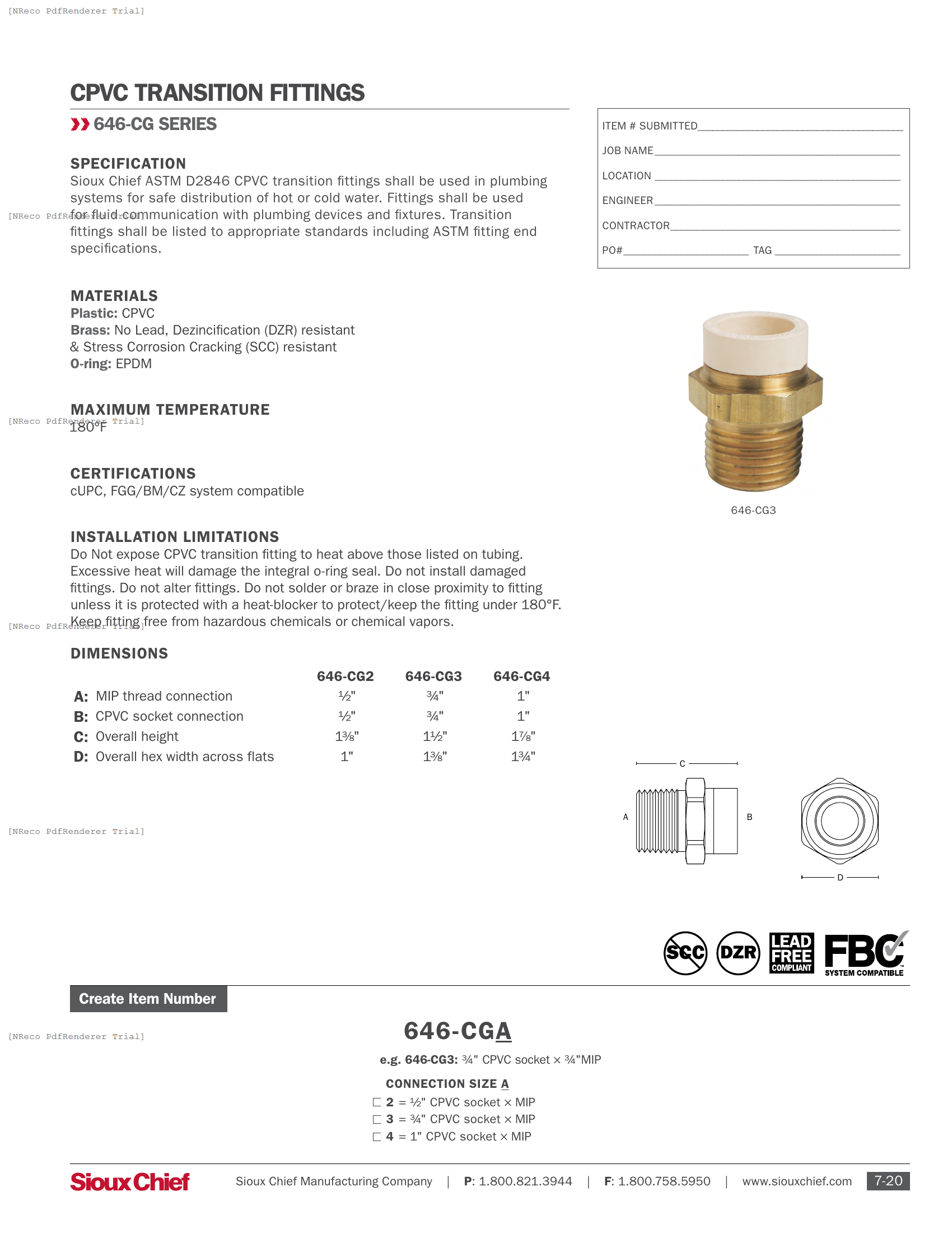 646-CG SERIES - CPVC BRASS TRANSITION FITTING - SPEC SHEET.PDF Specification Document